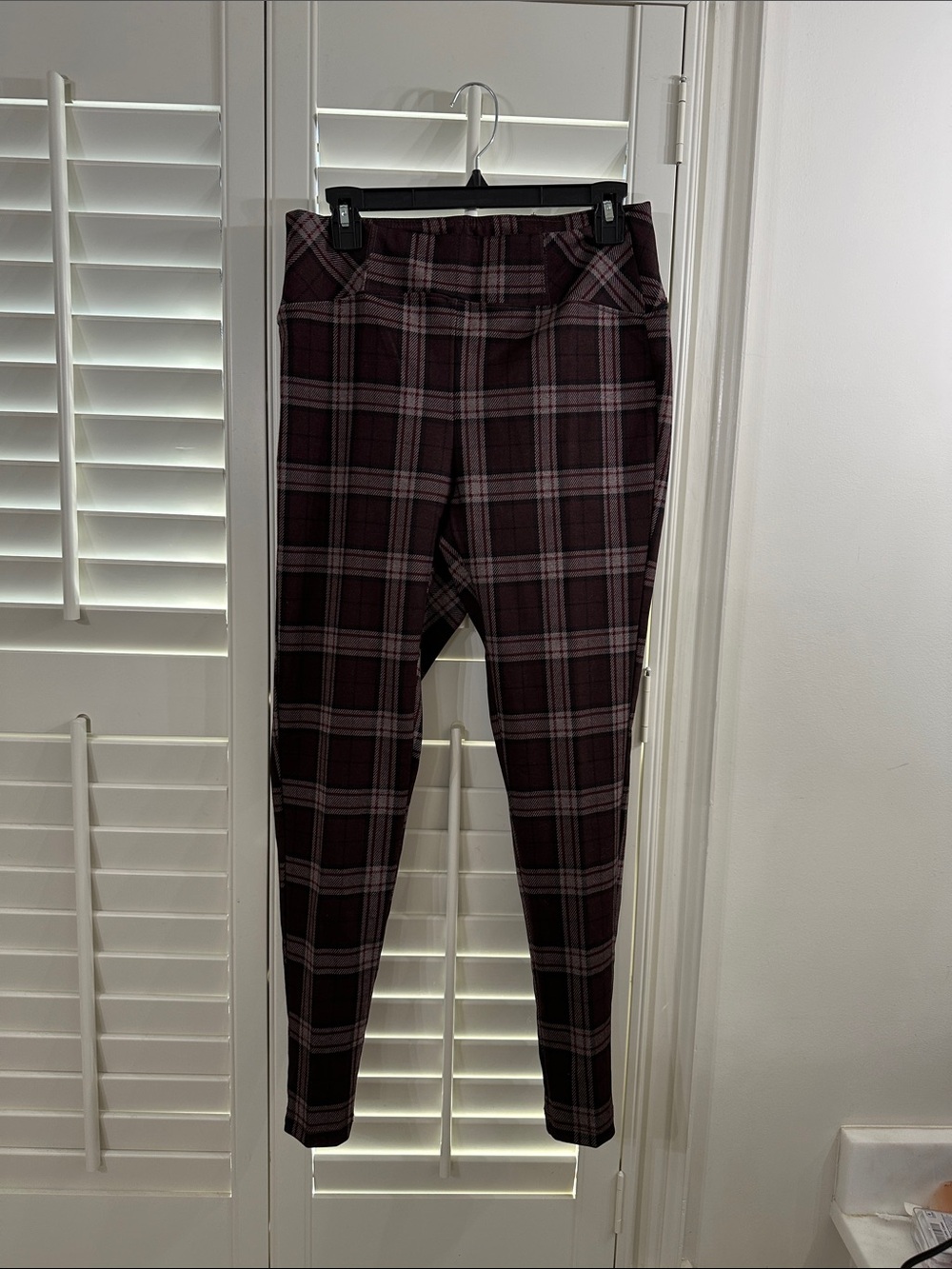 Zac & Rachel Burgundy Plaid Skinny Pants